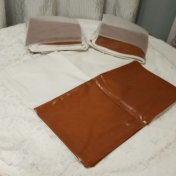 Pack Faux Leather + CANVAS Throw Pillow Covers, Soft Square Decorative Cushion 6 - Picture 9 of 14